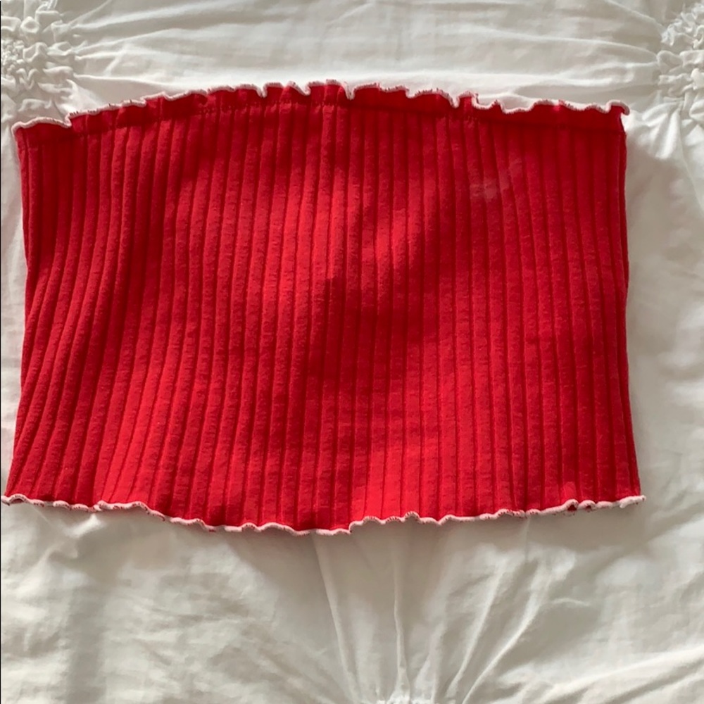 Red With White Trim Tube Top
